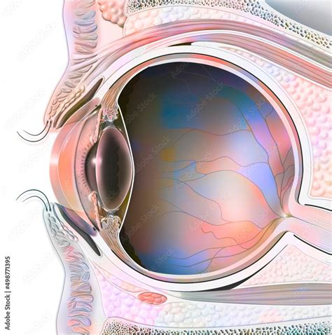 Anatomy of an eye in section showing lens retina. Stock Illustration ...