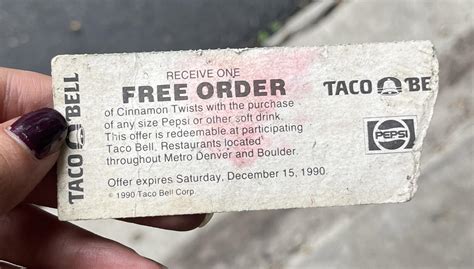Taco Bell coupon that expired in 1990 on the back of an old event ...