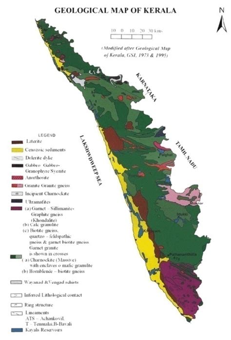 Geological Map Of Kerala After Gsi 1973 And 1995 Download Scientific