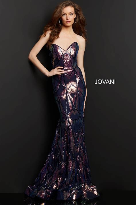 Jovani 05100 Strapless V Neck Sequin Embellished Mermaid Gown