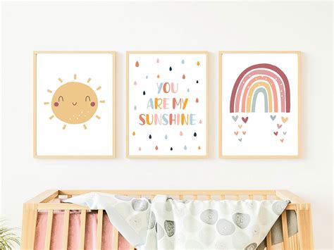 Quadros Infantil Menina Sunshine Arco Ris E Sol A Elo