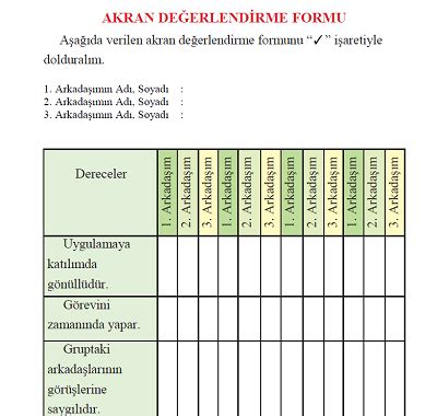 Genel Değerlendirme Formları MB Ders Sunuları