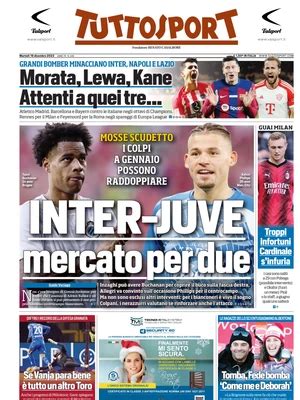 Inter Le Prime Pagine Dei Quotidiani Sportivi Di Oggi Dicembre