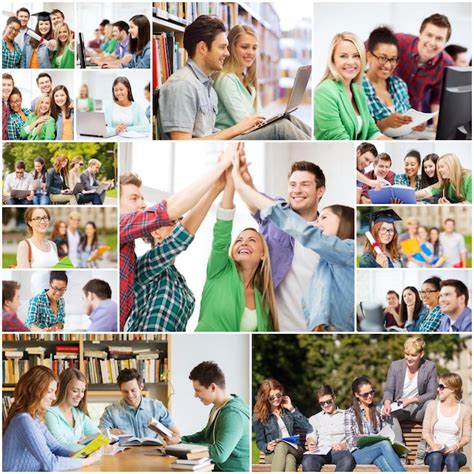 Premium Photo Education Concept Collage With Many Pictures Of