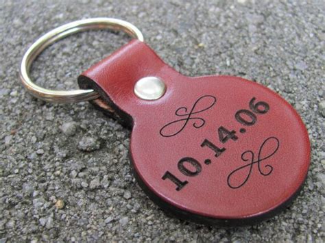 Items Similar To Mini Round Leather Keychain Custom Laser Engraved