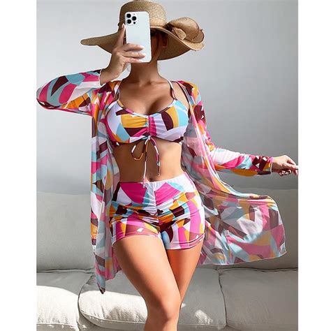 Women Swimsuit High Waist Bikini Set Three Pieces Women Sexy Long