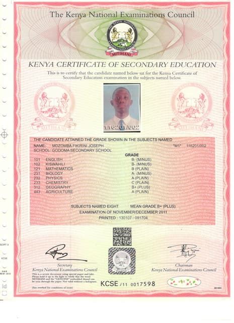 Kcse Certificate Pdf