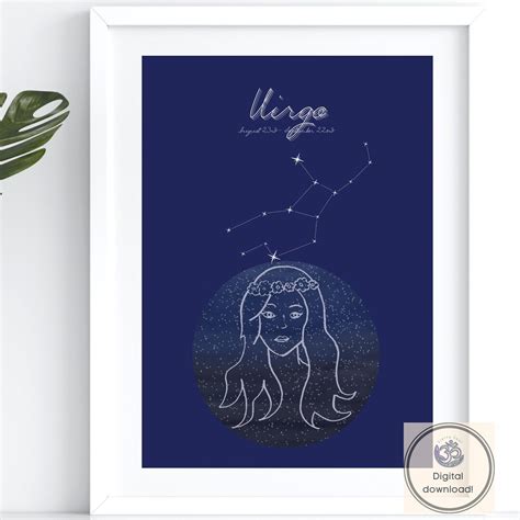 Virgo Wall Art Digital Download Instant Printable Room Decor Indigo