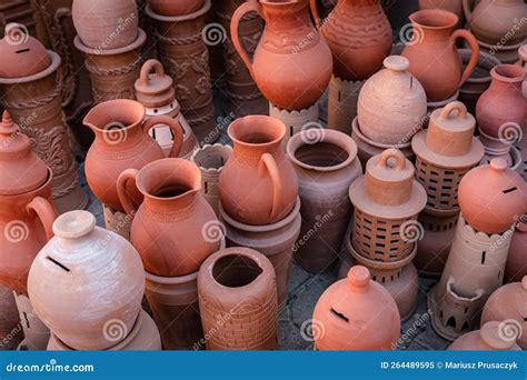 Omani Souvenirs Hand Made Pottery In Nizwa Market Clay Jars At The