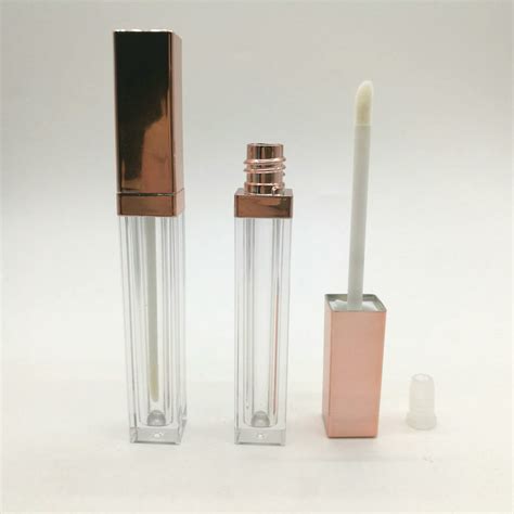 5ml Square Clear Lip Gloss Tube With Rose Gold Cap Lip Gloss Tube