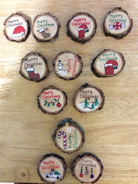 Wood Disk Ornaments Wood Disk Ornaments Wood Disk Merry Christmas