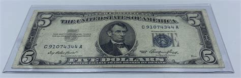 1953 Five Dollar Bill Silver Certificate Blue Seal 4555122490