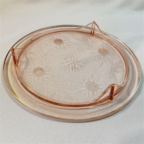 Jeanette Vintage Blush Pink Depression Glass Sunflower Three Etsy