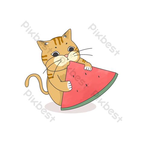 Pusa Kumakain Ng Pakwan Cute Na Cartoon Na Imahe Imahe Ng Png Psd Libreng Download Pikbest