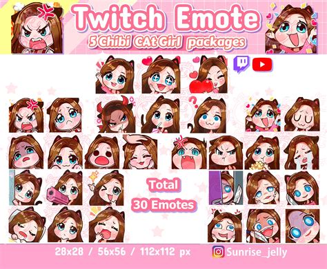 Twitch Emotes Brown Hair Blue Eyes Chibi Girl Twitch Etsy