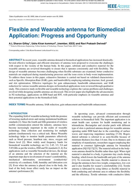 PDF Flexible And Wearable Antenna For Biomedical Application