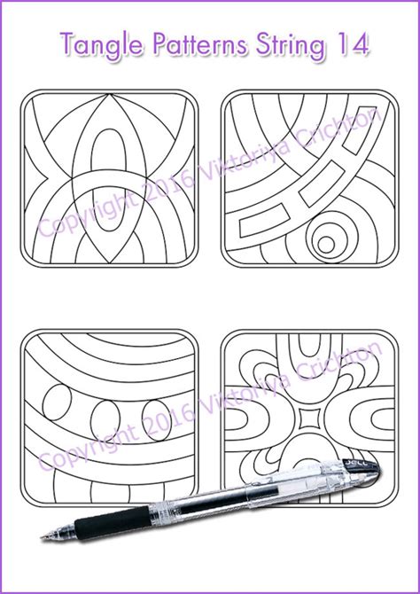 Zentangles Strings For Drawing Patterns 14 Tangle Pattern Etsy