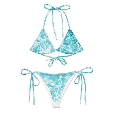 Trippie Hooks Blue Water Print Recycled String Bikini Etsy