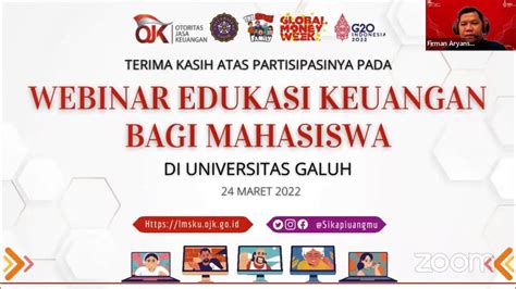 Webinar Edukasi Keuangan Bagi Mahasiswa Di Universitas Galuh Youtube