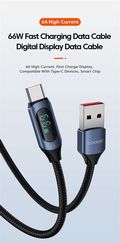 Toocki Custom Logo A Type C Charging Cable With Led Display W Usb C