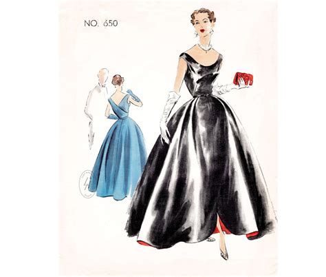 Vintage Sewing Pattern 1950s 50s Evening Dress Ball Gown Etsy