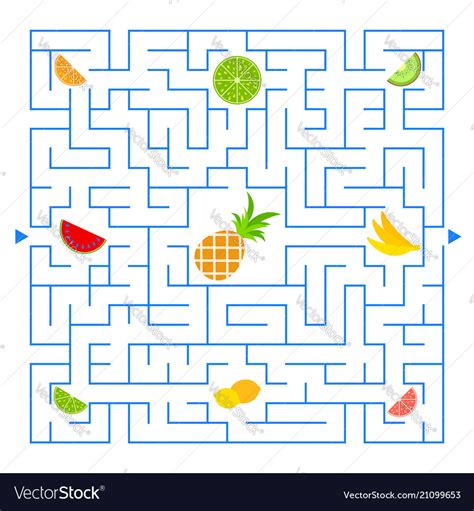 Abstract colored complex isolated maze with fruit Vector Image