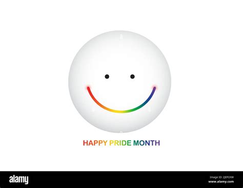 Happy Pride Month Cute Rainbow Smiling Face Emoticon Lgbtq Gay