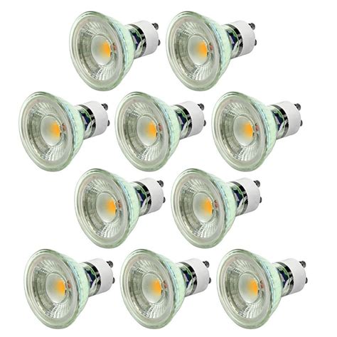 10pcs 5w Led Projecteur Ampoule 500lm Gu10 Cob Dimmable Décoratif Chaud