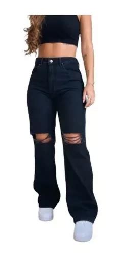 Calça Jeans Wide Leg Rasgo No Joelho Feminina Parcelamento sem juros