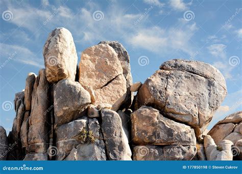 Closeup of a Boulder Formation in Joshua Tree National Park with Blue ...