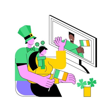 Premium Vector Celebrate Saint Patricks Day Online Isolated Cartoon