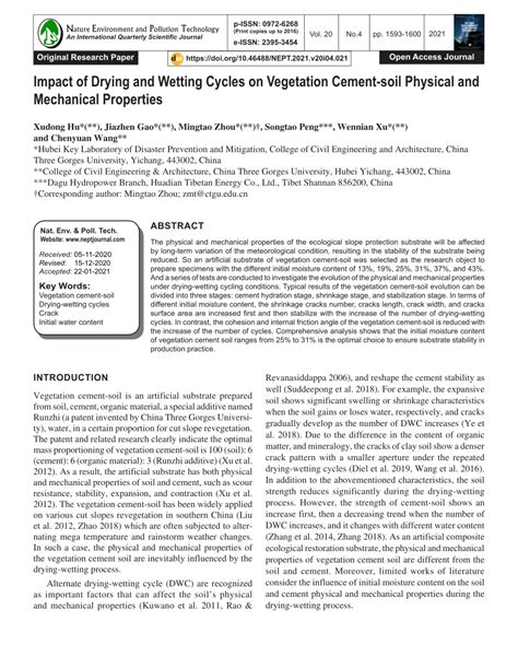 PDF Impact Of Drying And Wetting Cycles On Vegetation Cement Soil