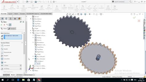 How To Assemble Mate Gear In Solidworks Assembly Youtube