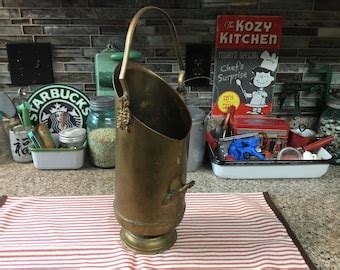 Antique Brass Scuttle Bucket With Lion Head Ash Bucket Etsy