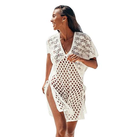 Stamzod Womens Beach Cover Up Solid Color Hollow Out Loose Beach Bikini