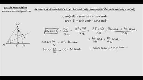 Trigonometría Demostración 2 fórmulas sen a b y cos a b YouTube