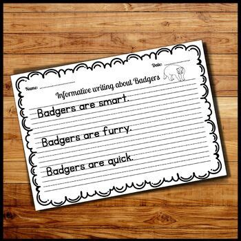 Badger Informative Sentence Writing Practice Worksheets With True Facts