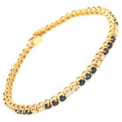 Cartier Diamond Sapphire And Yellow Gold Tennis Bracelet At 1stdibs