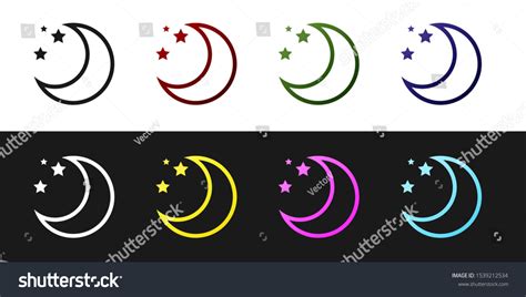 Set Moon Stars Icon Isolated On Stock Vector Royalty Free 1539212534