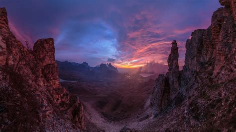 Landscape Nature Cliff Sunset Valley Sky Desert Clouds Wallpapers Hd Desktop And Mobile