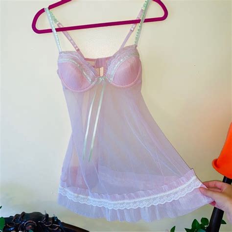 Intimates Sleepwear Vintage Lingerie Baby Doll Sheer Pastel Gown Poshmark