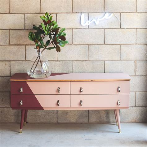 Colour Block Pink Retro Furniture Makeover Diy Furniture Furniture