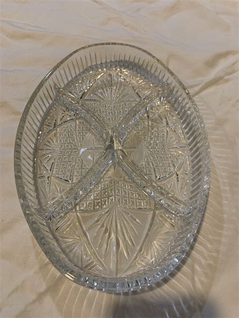 4 Section Cut Glass Crystal Relish Dish Serving Tray Vintage Etsy