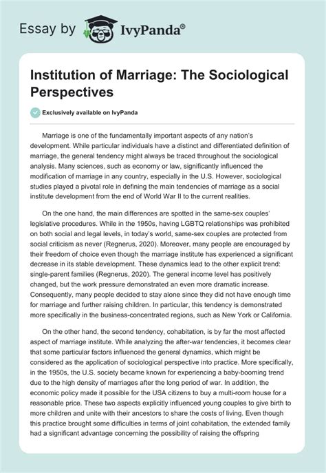 Institution Of Marriage The Sociological Perspectives 561 Words Essay Example