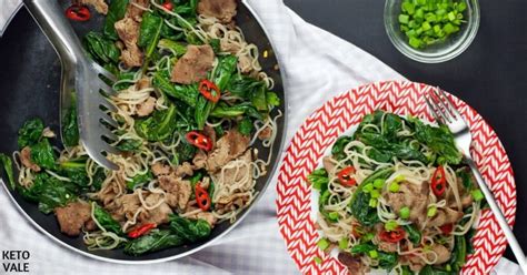 Keto Beef Spinach Shirataki Noodles Lo Mein Low Carb Recipe