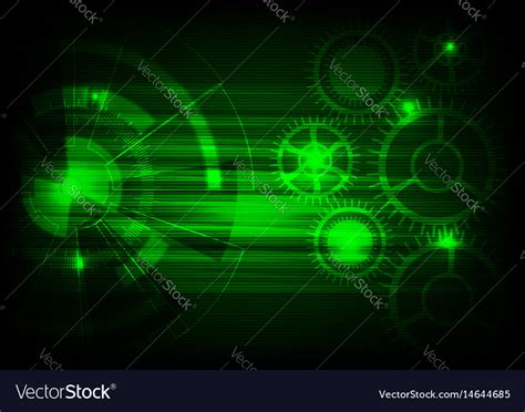 Green Tech Background With Shining Abstract Vector Image