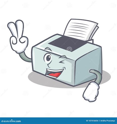 Two Finger Printer Character Cartoon Style Stock Vector Illustration