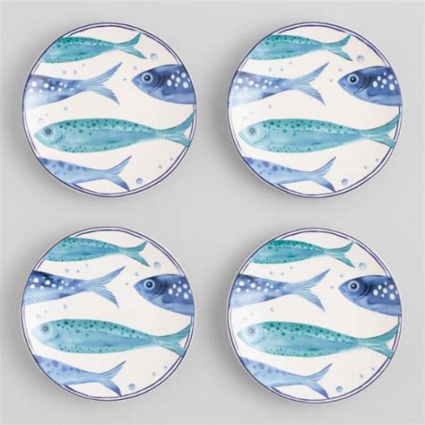 Blue Fish Plates Contemporary Wall Decor