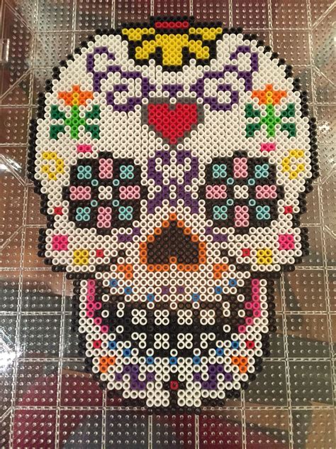 My Big Sugar Skull Perler Beads Halloween Crafts Diadelosmuertos