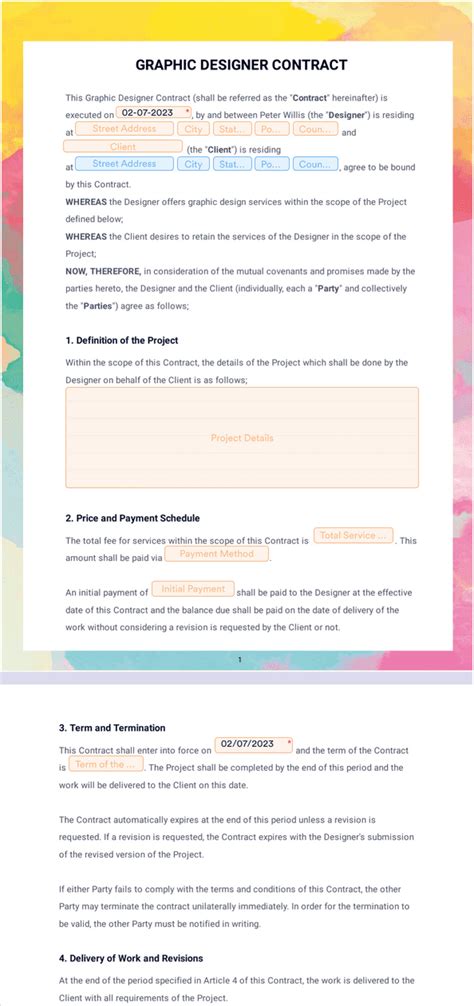 Graphic Designer Contract Sign Templates Jotform